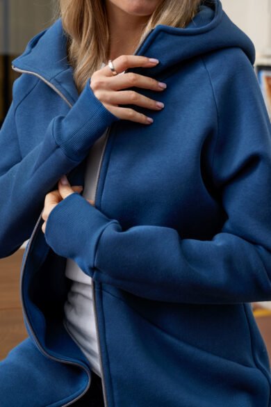 Ilgas Dzemperis Ruonis Melynas Su Uztrauktuku Priekine Kisene