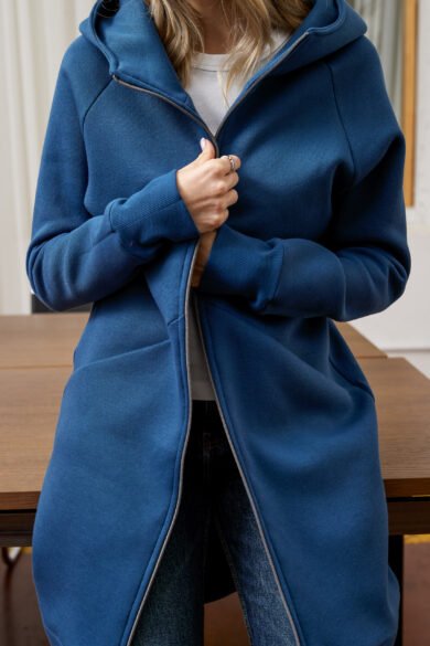 Ilgas Dzemperis Ruonis Melynas Unisex Dvipusis Uztrauktukas