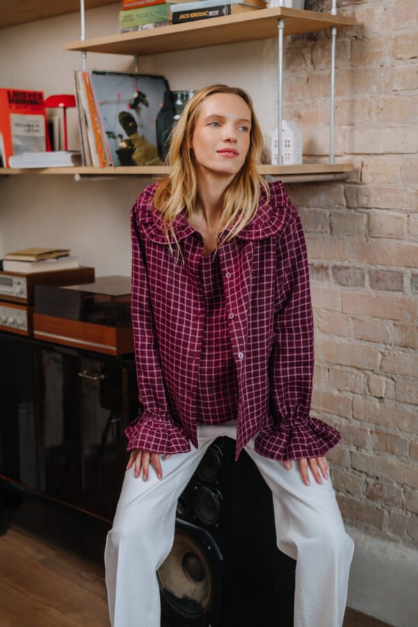 Bordo languoti lininiai marškiniai