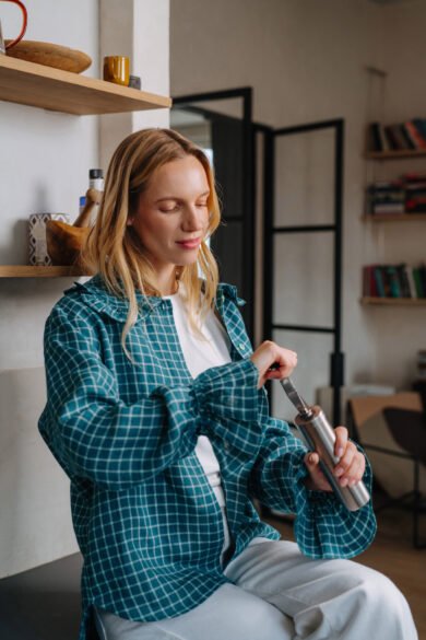 Adatyte Languoti Marskiniai Teal Romantiska Apykakle