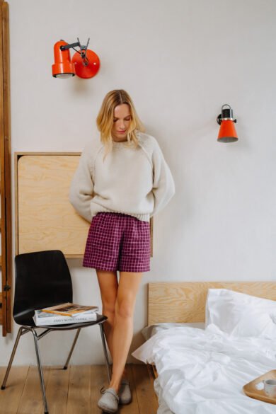 Lininiai Sortai Vysnine Languota Moterims Laisvalaikiui